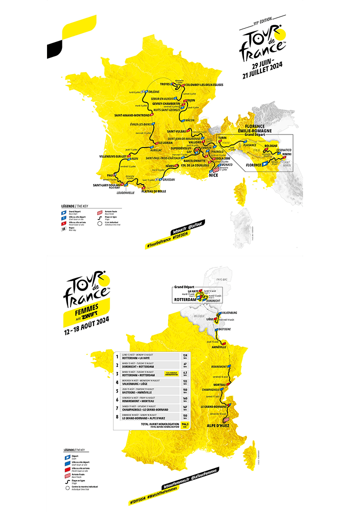 Carte du parcours du Tour de France 2024